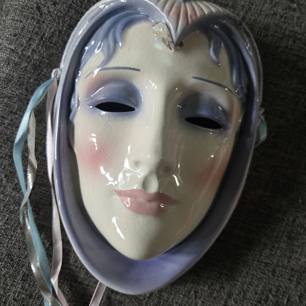 Elegant Ceramic Mask with Ribbons